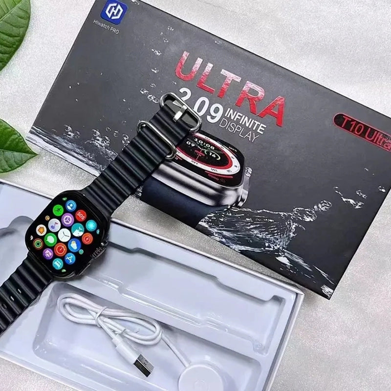 Smartwatch with packaging and accessories on a light surface