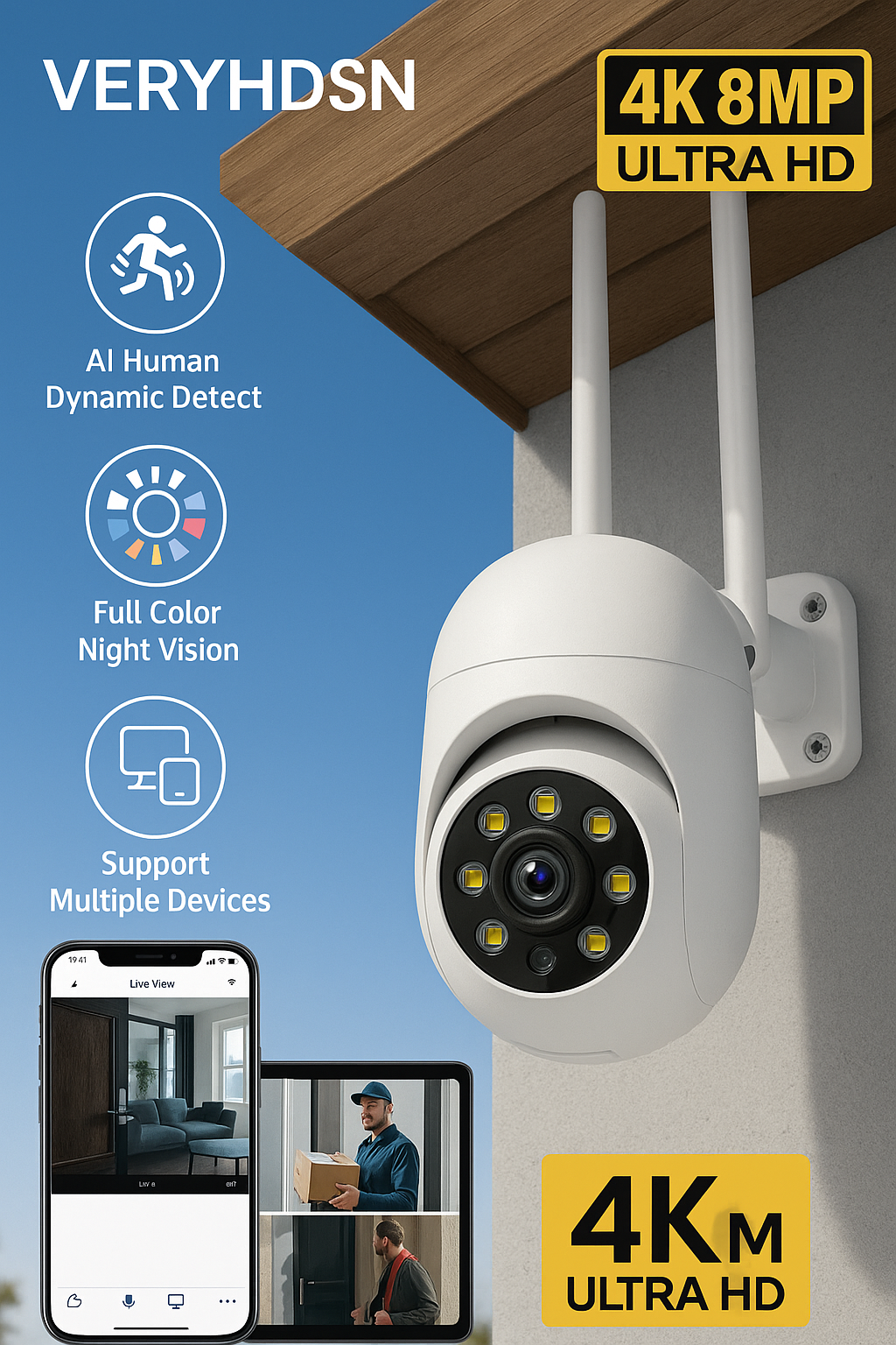 8MP Wireless PTZ Security Camera